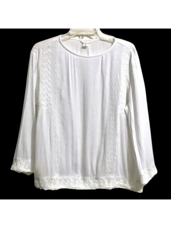 Caslon Tops - Caslon Long Sleeve Slip Over Blouse w/ Embroidery